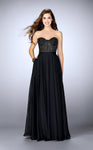 A-line Strapless Pocketed Back Zipper Sheer Corset Natural Waistline Floor Length Sweetheart Prom Dress