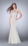 Halter Jersey Mermaid Natural Waistline Crystal Back Zipper Beaded Evening Dress/Prom Dress