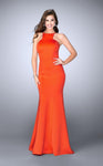 Back Zipper Halter Square Neck Neoprene Mermaid Natural Waistline Prom Dress