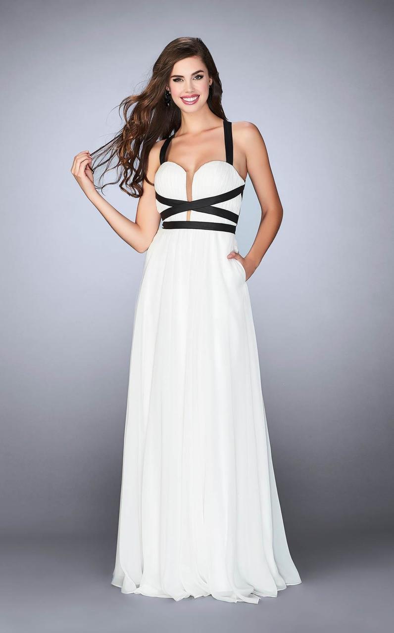 La Femme - 24536 Strappy Back Sweetheart Chiffon Long Prom Dress
