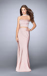 Strapless Sleeveless Choker Illusion Back Zipper Natural Waistline Jersey Evening Dress With Rhinestones