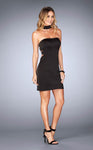 Strapless Jersey Natural Waistline Back Zipper Fitted Collared Sweetheart Short Sheath Sheath Dress