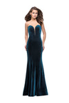 Strapless Velvet Plunging Neck Sweetheart Back Zipper Sheer Fitted Sheath Natural Waistline Sheath Dress/Party Dress with a Brush/Sweep Train