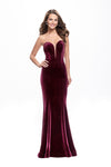 Strapless Plunging Neck Sweetheart Velvet Sheer Fitted Back Zipper Natural Waistline Sheath Sheath Dress/Party Dress with a Brush/Sweep Train