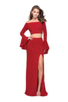 Sexy Floor Length Long Sleeves Off the Shoulder Jersey Sheath Open-Back Slit Back Zipper Natural Waistline Sheath Dress