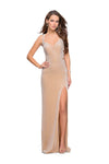 V-neck Sleeveless Velvet Sheer Back Zipper Slit Natural Waistline Sheath Sheath Dress With Rhinestones