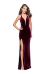 Sexy Racerback Illusion Slit Wrap Cutout Back Zipper Natural Waistline Sheath Sleeveless Velvet Plunging Neck Sweetheart Sheath Dress with a Brush/Sweep Train