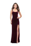 Floor Length Bandeau Neck Sweetheart Sheath Natural Waistline Slit Back Zipper Cutout Velvet Sheath Dress