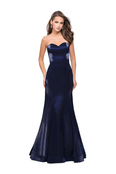 Strapless Sweetheart Natural Waistline Mermaid Floor Length Satin Open-Back Back Zipper Dress