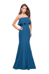 Strapless Floor Length Straight Neck Pleated Fitted Back Zipper Open-Back Mermaid Natural Waistline Dress With Ruffles