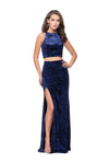 Natural Waistline Open-Back Side Zipper Fitted Slit Velvet Sleeveless Sheath Halter Floor Length Short Sheath Dress