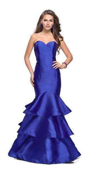 Sexy Sophisticated Strapless Cutout Back Zipper Fitted Tiered Natural Waistline Mermaid Sweetheart Dress With Ruffles