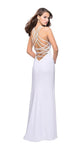 Halter Natural Waistline Jersey Sheath Sleeveless Back Zipper Slit Sheath Dress with a Brush/Sweep Train