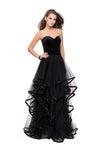 A-line Strapless Natural Princess Seams Waistline Tiered Back Zipper Open-Back Sweetheart Evening Dress With Ruffles