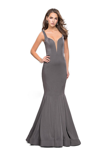 Sophisticated Mermaid Jersey Pleated Open-Back Fitted Sheer Back Zipper Sleeveless Floor Length Natural Waistline Plunging Neck Sweetheart Evening Dress