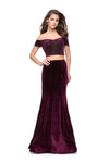 Mermaid Natural Waistline Velvet Back Zipper Beaded Fitted Open-Back Floor Length Off the Shoulder Dress with a Brush/Sweep Train