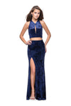 Sexy Jeweled Neck Natural Waistline Slit Racerback Cutout Back Zipper Velvet Sheath Sleeveless Floor Length Sheath Dress/Party Dress