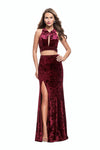 Sexy Sleeveless Natural Waistline Velvet Floor Length Jeweled Neck Sheath Racerback Slit Back Zipper Cutout Sheath Dress/Party Dress