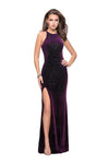 Halter Open-Back Racerback Fitted Slit Back Zipper Floor Length Velvet Sheath Sleeveless Natural Waistline Sheath Dress