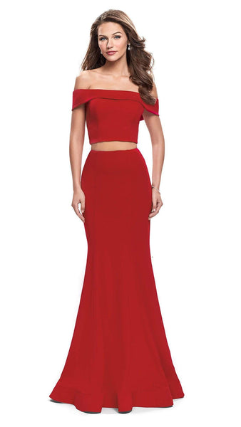 Sexy Sophisticated Jersey Mermaid Off the Shoulder Natural Waistline Back Zipper Open-Back Dress with a Brush/Sweep Train