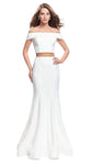 Sexy Sophisticated Off the Shoulder Mermaid Open-Back Back Zipper Jersey Natural Waistline Dress with a Brush/Sweep Train