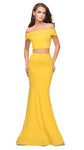 Sexy Sophisticated Back Zipper Open-Back Natural Waistline Mermaid Off the Shoulder Jersey Dress with a Brush/Sweep Train