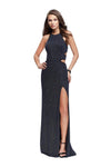 Sheath Natural Waistline Open-Back Back Zipper Glittering Slit Cutout Jeweled Neck Sleeveless Jersey Floor Length Bodycon Dress/Sheath Dress/Evening Dress