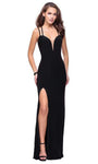 Sexy Jersey Sleeveless Natural Waistline Plunging Neck Sweetheart Illusion Back Zipper Slit Sheath Sheath Dress with a Brush/Sweep Train