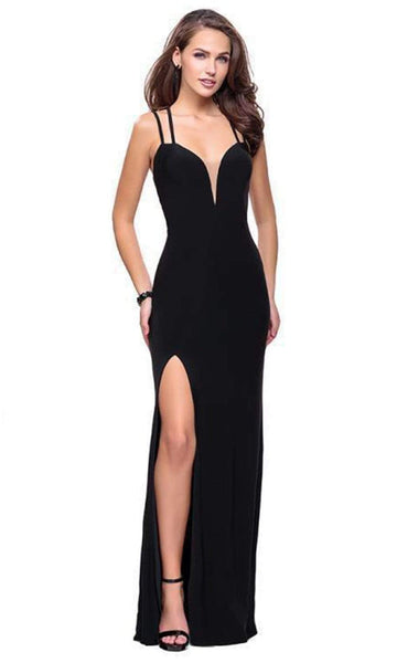 Sexy Natural Waistline Jersey Sheath Sleeveless Plunging Neck Sweetheart Illusion Slit Back Zipper Sheath Dress with a Brush/Sweep Train