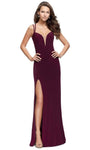 Sexy Sheath Sleeveless Plunging Neck Sweetheart Jersey Natural Waistline Slit Illusion Back Zipper Sheath Dress with a Brush/Sweep Train