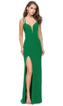 Sexy Jersey Sleeveless Natural Waistline Plunging Neck Sweetheart Slit Back Zipper Illusion Sheath Sheath Dress with a Brush/Sweep Train