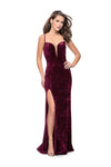 Sexy Plunging Neck Sweetheart Floor Length Natural Waistline Sheath Velvet Sleeveless Spaghetti Strap Open-Back Sheer Slit Back Zipper Fitted Sheath Dress/Evening Dress