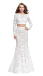 Sophisticated Lace Mermaid Bateau Neck Natural Waistline Back Zipper Fitted Long Sleeves Evening Dress with a Brush/Sweep Train