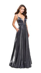 A-line Natural Waistline Sleeveless Spaghetti Strap Plunging Neck Sweetheart Satin Floor Length Dress