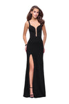 Sexy Jersey Floor Length Short Plunging Neck Sweetheart Sheath Slit Open-Back Back Zipper Racerback Fitted Sheer Natural Waistline Sheath Dress/Evening Dress