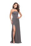 Floor Length Sheath Choker High-Neck Jersey Natural Waistline Fitted Racerback Slit Back Zipper Open-Back Sheath Dress/Evening Dress with a Brush/Sweep Train