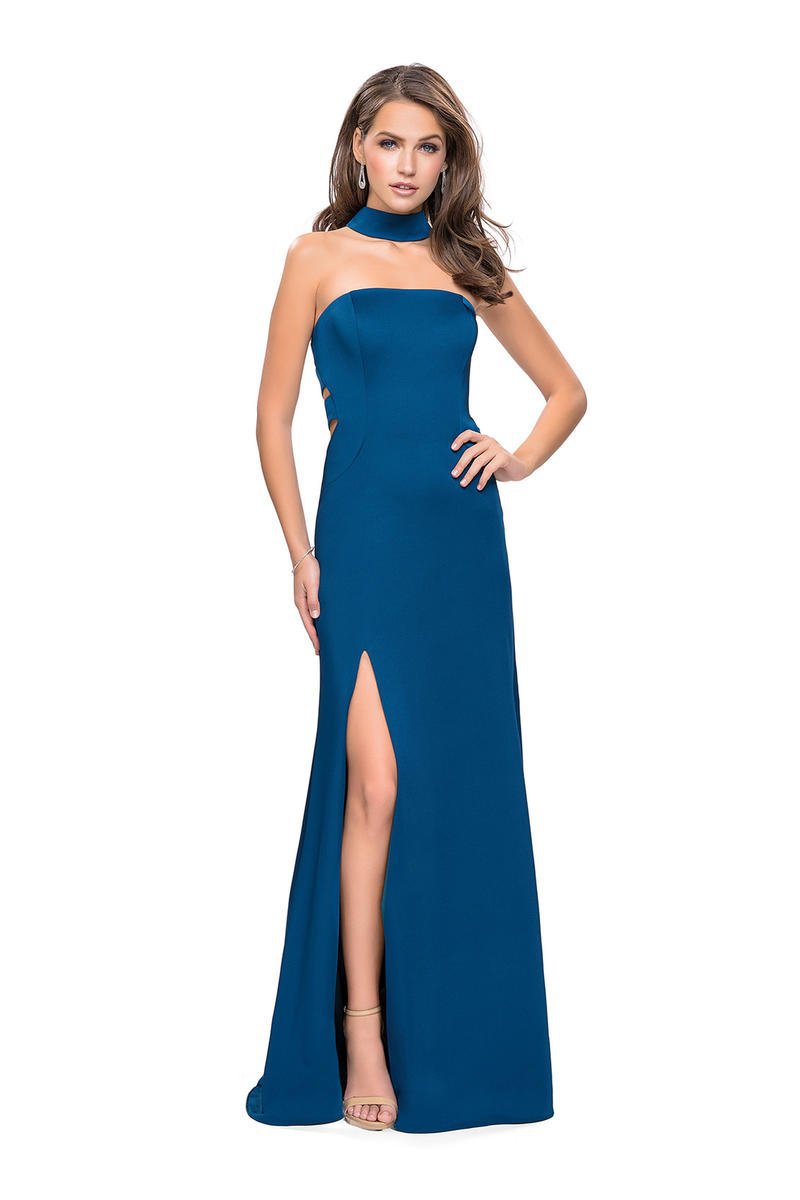 La Femme - 25735 High Neck Fitted Slit Dress
