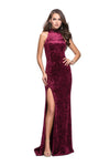 Sophisticated Choker Halter Velvet Natural Waistline Back Zipper Fitted Open-Back Beaded Slit Sleeveless Sheath Sheath Dress with a Brush/Sweep Train