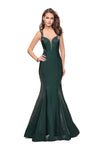 V-neck Satin Mermaid Natural Waistline Open-Back Fitted Beaded Cutout Back Zipper Plunging Neck Sleeveless Dress with a Brush/Sweep Train