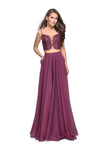 A-line V-neck Natural Waistline Sleeveless Spaghetti Strap Floor Length Back Zipper Beaded Evening Dress/Party Dress