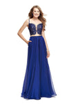 A-line V-neck Sleeveless Spaghetti Strap Natural Waistline Floor Length Beaded Back Zipper Evening Dress/Party Dress