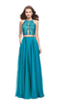 A-line Flutter Sleeves Sleeveless Halter Illusion Open-Back Back Zipper Floor Length Natural Waistline Dress