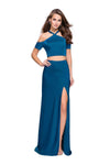 Sexy Halter Sheath Cutout Fitted Back Zipper Slit Beaded Open-Back Natural Waistline Jersey Sheath Dress/Evening Dress with a Brush/Sweep Train