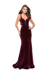 V-neck Cutout Back Zipper Open-Back Fitted Plunging Neck Natural Waistline Sheath Sleeveless Velvet Sheath Dress with a Brush/Sweep Train