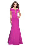 V-neck Cutout Open-Back Plunging Neck Satin Mermaid Dress by La Femme