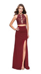 Sexy Natural Waistline Sleeveless Halter Sheath Sheer Open-Back Back Zipper Ruched Slit Beaded Sheath Dress with a Brush/Sweep Train