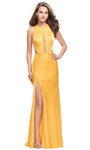 Sophisticated Sleeveless Cutout Back Zipper Slit Open-Back Natural Waistline Sheath Halter Sheath Dress