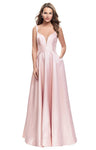 A-line Plunging Neck Sweetheart Sleeveless Empire Waistline Back Zipper Open-Back Pocketed Pleated Dress