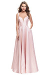 A-line Sleeveless Pleated Back Zipper Pocketed Open-Back Empire Waistline Plunging Neck Sweetheart Dress