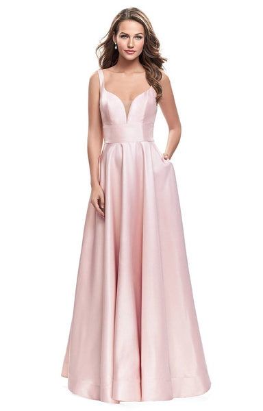 A-line Pleated Back Zipper Open-Back Pocketed Empire Waistline Plunging Neck Sweetheart Sleeveless Dress